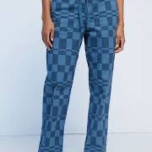 NWT VANS Blue Checkered Checkerboard Range Print Relaxed Fit Twill Pants